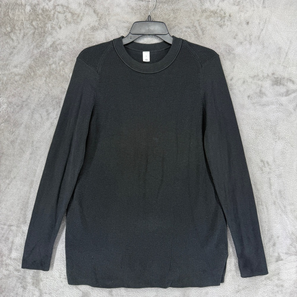 Lululemon Mens Ribbed Crewneck Sweater Black Long Sleeve Thumbholes‎ Size M